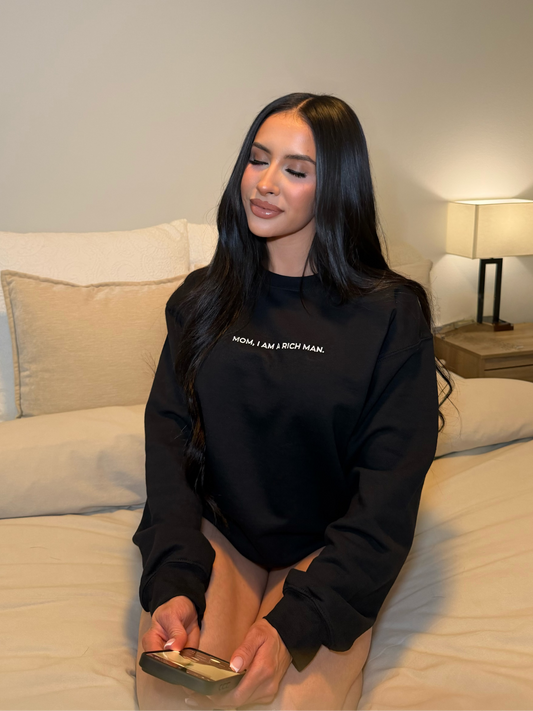 "Mom, I am a rich man." Pullover